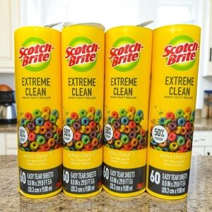 Scotch-Brite Lint Roller Refill 50% Stickier Large Surface 60 Sheets Each 4 Pack